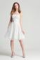 Preview: Kurzkleid aus Satin/Organza in A-Linie mit geradeausschnitt  Schlicht Standesamt