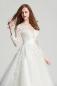 Preview: Langärmeliges Kleid in A-Linie aus Vintage-Spitze mit tiefem V-Ausschnitt Ivory