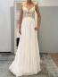 Preview: A-Linien-Brautkleid aus Chiffon mit perlenbesetztem Oberteil ivory/Haut