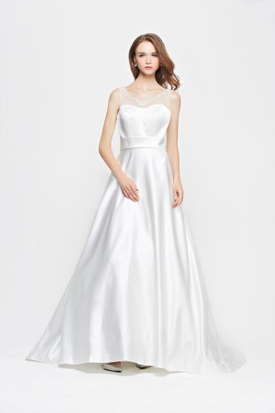 Das schlichte Brautkleid - dramatisch glamouröse Silhouette aus Brautsatin Imogen