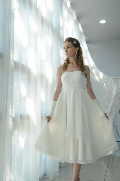 Brautkleid Kurz aus Chiffon Brandy