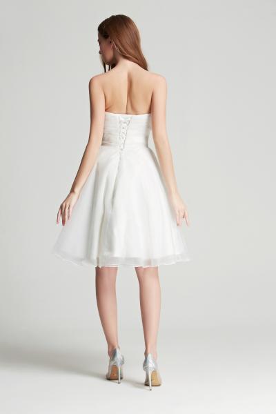 Kurzkleid aus Satin/Organza in A-Linie mit geradeausschnitt  Schlicht Standesamt