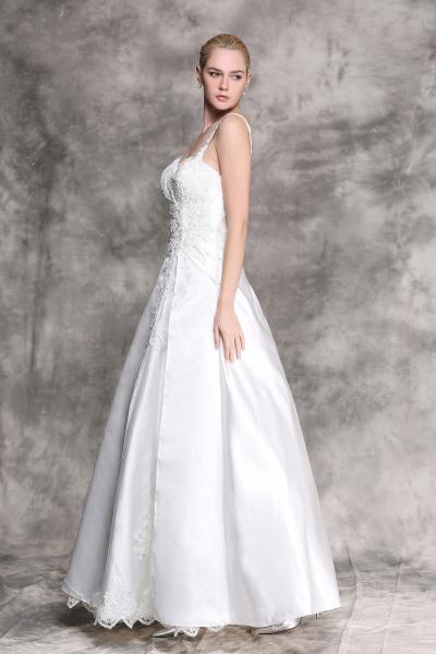 Brautkleid A-Linie abnehmbare Träger ohne Schleppe Ivory