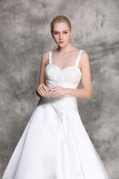 Brautkleid A-Linie abnehmbare Träger ohne Schleppe Ivory