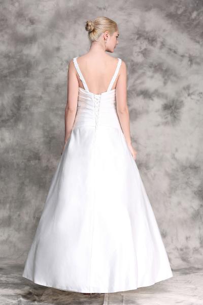 Brautkleid A-Linie abnehmbare Träger ohne Schleppe Ivory