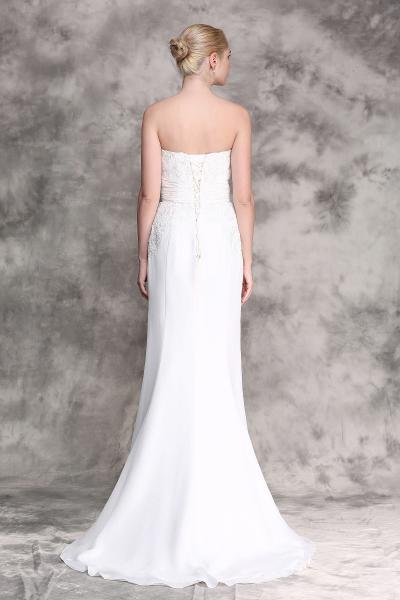 Kleid aus Chiffon mit Illusion-Sabrina-Ausschnitt und Cap-Ärmeln Ivory
