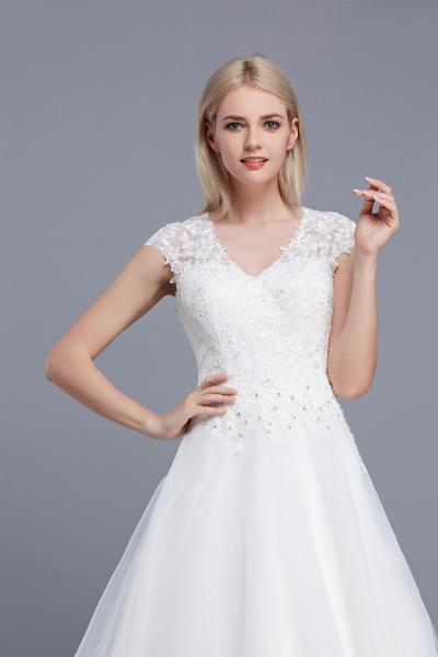 A-Linien-Kleid aus Organza mit perlenbesetztem Mieder und V-Ausschnitt