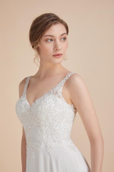 Charmeuse-Kleid in A-Linie mit Perlenstickerei aus Chiffon Ivory