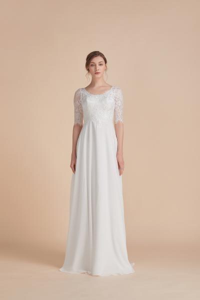Ein fabelhaftes Vintage-Brautkleid mit 3/4 Ärmeln ohne Schleppe Ivory