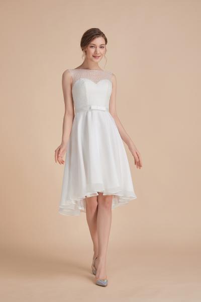 Ärmelloses Brautkleid kurz zum Binden aus Vintage-Spitze Ivory