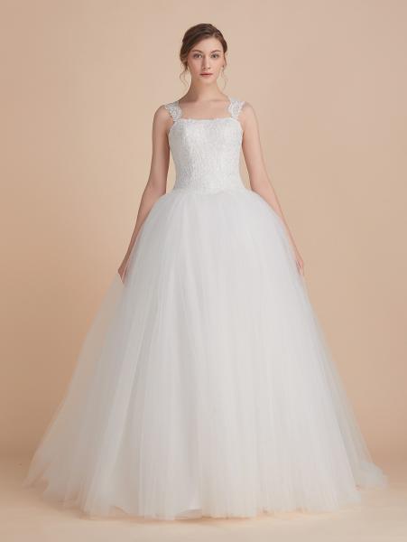 Ballkleid aus Tüll mit Spitzenbesetztem Oberteil und Flügelärmeln Ivory