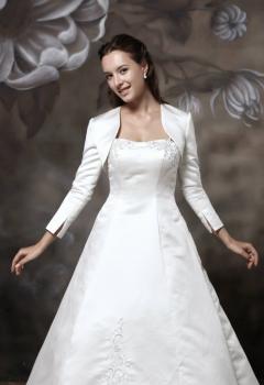 HBH Brautmoden Brautkleid Bolero Jacke mit 7/8 Ärmeln,Gr.34-Gr.58, weiß u. Ivory