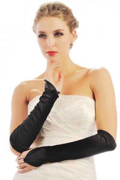 HBH Brautmode fingerlose Brauthandschuhe,ellenbogenlang Farbe:ivory,weiß,schwarz