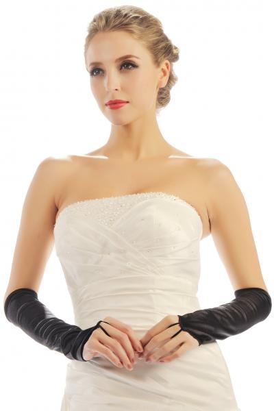 HBH Brautmode fingerlose Brauthandschuhe,ellenbogenlang Farbe:ivory,weiß,schwarz