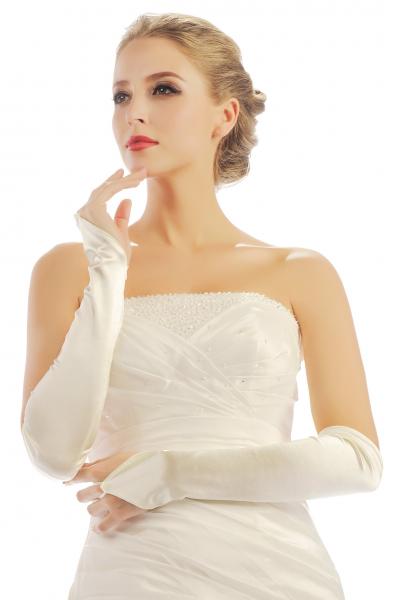 HBH Brautmode fingerlose Brauthandschuhe,ellenbogenlang Farbe:ivory,weiß,schwarz