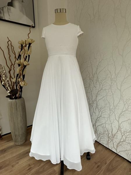 Langes Kommunionkleid mit kurzen Ärmeln T2304