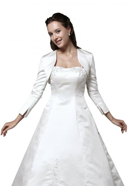 HBH Brautmoden Brautkleid Bolero Jacke mit 7/8 Ärmeln,Gr.34-Gr.58, weiß u. Ivory