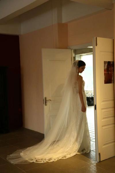 Brautschleier soft Tüll 90/300cm Ivory S143