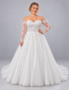 Curvy-Prinzessinnen-Brautkleid mit Glitzertüll und Spitzenärmeln bis Gr.56