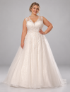 Romantisches Curvy-Brautkleid mit Blätterspitze und Glitzertüll