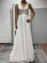 Brautkleid aus Chiffon mit Blätterspitze Glitzer Oberteil ivory/Haut